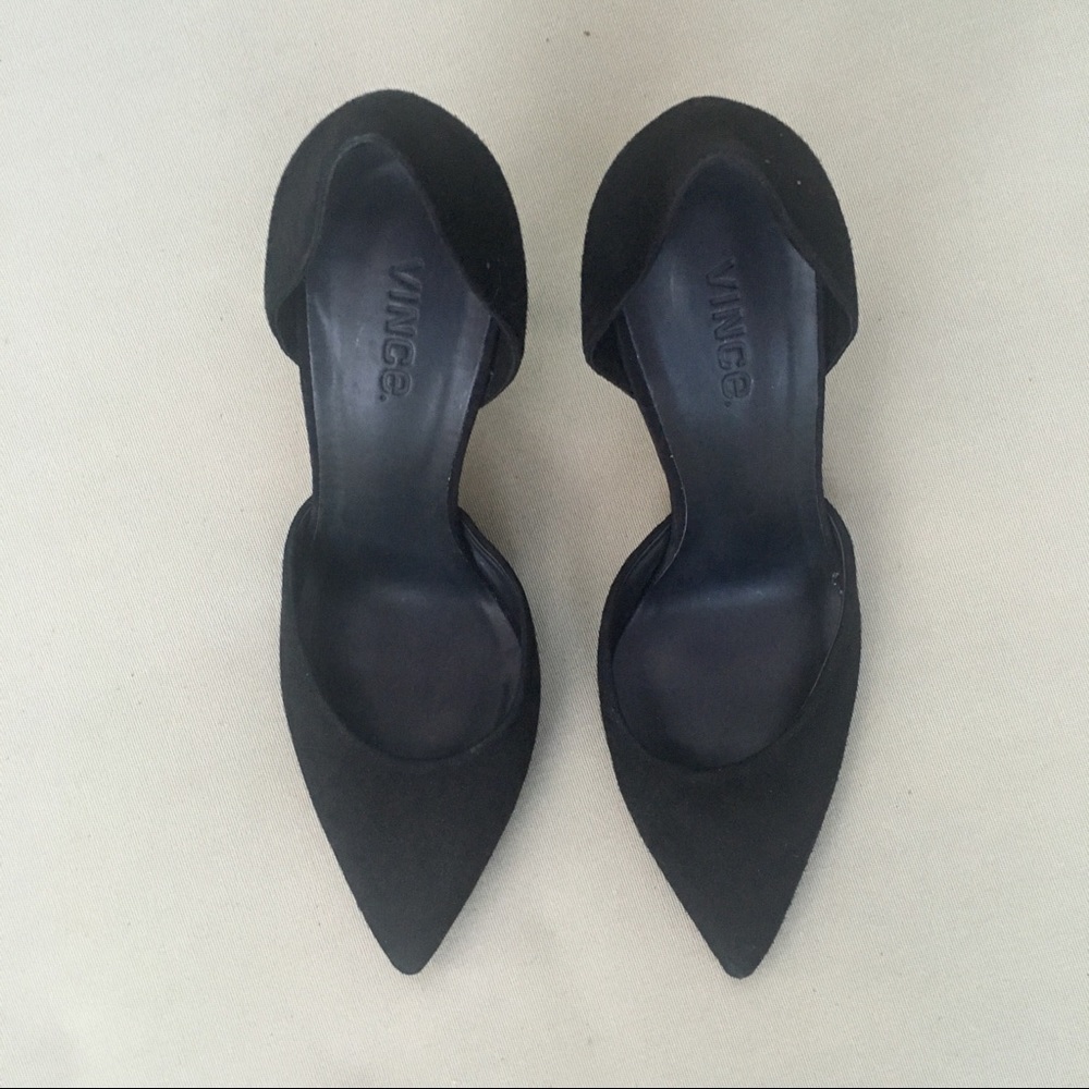 Vince Paulette Classic D'orsay Pumps, Black Suede